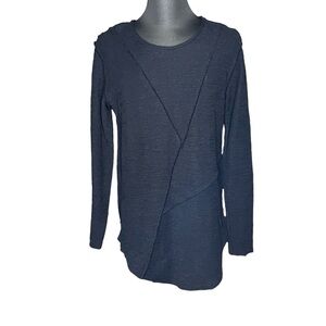 LEIF NELSON Black Longsleeve Crewneck Asymmetric Mens 100% Cotton Top XL